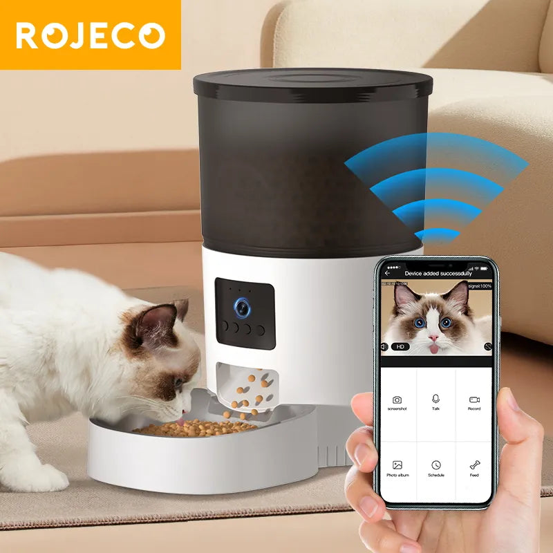 Comedouro automático para cães e gatos com câmera e controle de porções via app